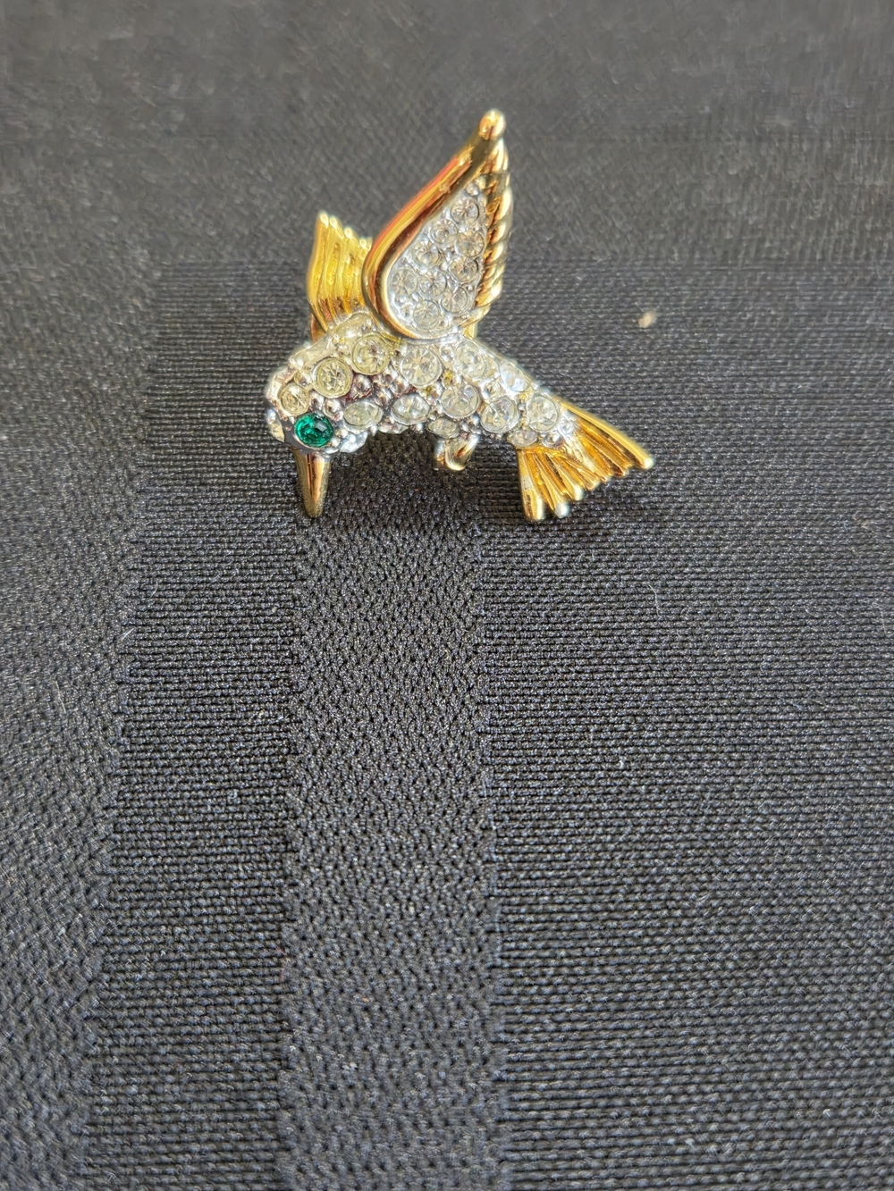 Carolee Gold-Tone & Clear Crystal Hummingbird Pin with Green Eye